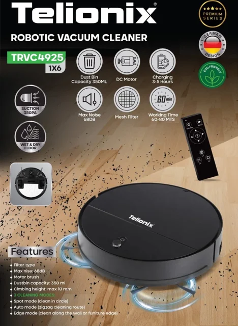 جارو رباتیک تلیونیکس مدل TRVC4925 با عملکرد دوگانه و ریموت کنترل